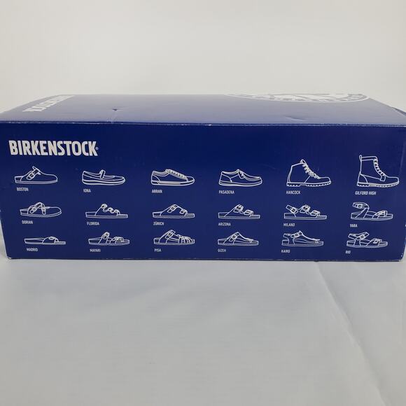 Birkenstock Unisex 37/W6/M4 Arizona Patent Dove Blue Birko Flor Sandals New - Picture 12 of 12